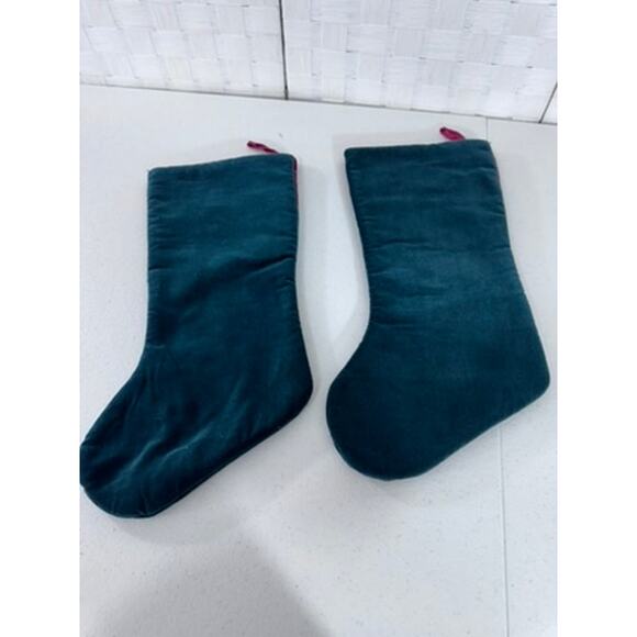 Set OF 2, Cardinal, Velvet Stockings,Embroidered,Ribbons, Christmas,Decor - Picture 6 of 6